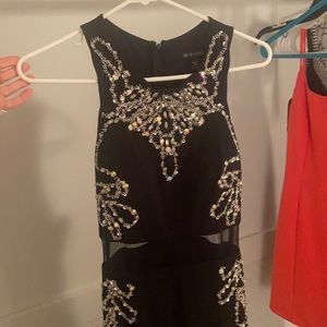 black jewel maxi prom dress